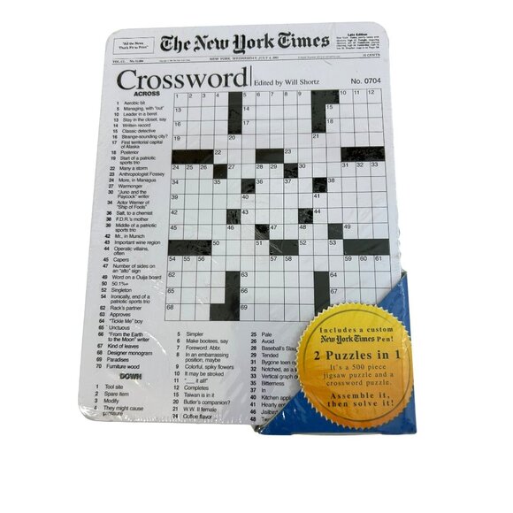 New York Times Crossword Jigsaw Puzzle 500 Pcs Tin Box Excalibur Electronics Vtg - Picture 4 of 17